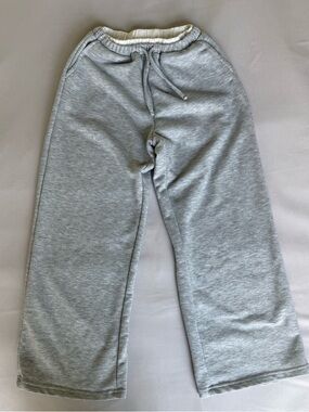 Light Grey Kids Wide-Leg Sweatpants with Drawstring